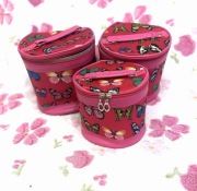 Komplet kosmetyczek 3 sztuki różowe motyle