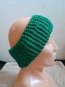 Opaska zielona handmade ciepła opaska na uszy szeroka boho miękka