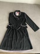 Vintage garsonka retro czarna w kropki – zestaw spódnica + żakiet roz 44