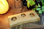 Świecznik drewniany buk 3 tealight skandynawski boho mini loft handmade