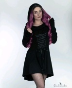 Sukienka karnawałowa gotycka z kapturem gorset uszy pas gorsetowy r.XXL