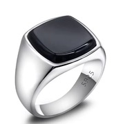 Srebrny sygnet męski czarny onyks, srebro 925, klasyka stylu