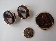 Stary komplet broszka i klipsy plastik