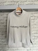 Biały sweter/golf marki Tommy Hilfiger M bawełna premium designer