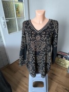 Pierre Cardin sweter damski L/XL czarny złoty wzorzysty 