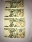 4 BANKNOTY  HP 3747912-915 50 zł 1988