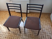 Dwa Krzesła vintage PRL drewniane tapicerowane typ Jar brązowe 