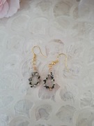 Kolczyki handmade srebro pozłacane z naturalnych kamieni jaspis dalmatyński