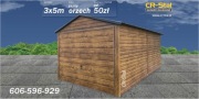 Garaż blaszany. 3x5 m. Jasny orzech. Brama podnoszona. Profil zamknięty. 