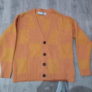 Off-White Check Knit Cardigan Orange L