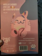 Sluchawki bezprzewodowe kocie uszy różowe 