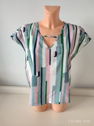 Bluzka elegancka kolorowy wzór ciekawy s M L 