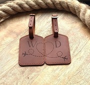 Zestaw 2 zawieszek na walizkę ze skóry z grawerem Prezent ślubny i dla pary