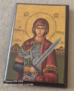  Ikona Grecka prawosławna na desce z certyfikatem Matka Boska z mieczem.