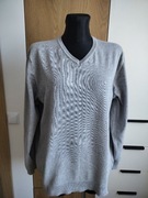 Sweter męski XL dekolt V fajny bawełna Extenso JNowy szary swetry