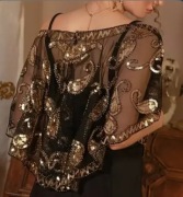 Narzutka bolerko pelerynka cekiny koronka 