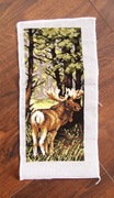 Rękodzieło haft krzyżowy obraz z łosiem łoś lasem lasu prezent myśliwego