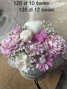 Zapachowy flower box XXL 14 świec sojowych biało-różowy prezent świeca