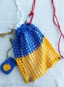 Torebka z karabińczykiem i etui na słuchawki crochet, ręczne robiony 