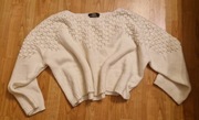 Biały piękny wełniany sweter oversize BikBok L 