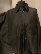 ZARA krótka bluzka koszulowa koszula narzutka jeans dżins denim oversize