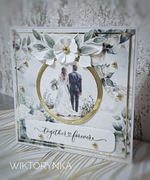 Kartka ręcznie robiona, ślubna, pamiątka ślubu.