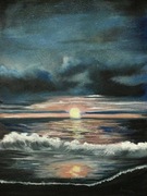 Obraz olejny, pejzaż, morze -nowy