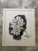Obraz antyk akwarela Biały Goździk Renato Guttuso KOLEKCJONERSKI 
