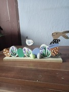 Króliczki wielkanocne ,stroik ręcznie zdobiony