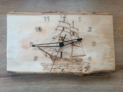 Zegar ścienny handmade żaglowiec w brzo