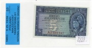 II RP BANK POLSKI NA EMIGRACJI PIĘĆ ZŁOTYCH 1939 S. A GRADING nieobiegowy