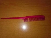 Grzebień do włosów z rączką grzebyk czerwony bordowy 21cm PRL