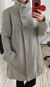 Wełniany płaszcz damski, szary, 60%wełna, ICHI,M/ L