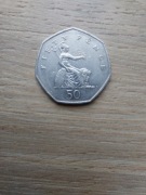 Wielka Brytania fifty pence 1998 stan -II; Elżbieta II - 4 portret