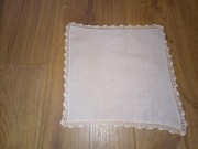 Chusteczka bawełniana z koronką serwetka do nosa damska 24x23cm biała