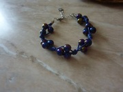 Extra bransoletka śliwkowe gronka hematyt benzynka stal 