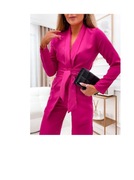 GARNITUR DAMSKI KOMPLET MARYNARKA SPODNIE Z PASKIEM FUKSJA 42 XL