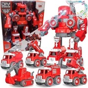 ROBOT DO SKRĘCANIA 5w1 AUTOROBOT CZERWONY POJAZD DŹWIG MAŁY KONSTRUKTOR