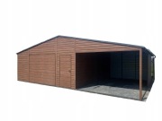 Garaż blaszany 6x7 + Wiata 4m profil zamknięty, ocynk, Premium