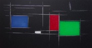 Abstrakcja a'la Mondrian  Obraz ręcznie grawerowany\malowany na blasze 
