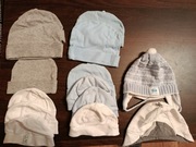 Komplet zestaw czapek bawełnianych 0 - 6 miesięcy.