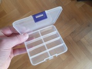 PUDEŁKO WĘDKARSKIE NA  AKCESORIA haczyki krętliki kółeczka 10x9x2,2cm