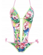 Calzedonia Monokini kwiaty seledynowy r: S/M 