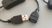 Kabel przedłużka męskie USB - żeńskie USB z włącznikiem