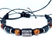 BRANSOLETKA RUNA VALKNUT STAL 316L LAWA TYGRYSIE OKO 10M NA WYMIAR/ SZER.17