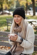 Czapka unisex Luka knit, wełna merino, czarna, uniwersalny rozmiar