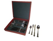 SZTUĆCE KOMPLET 24 sztuki dla 6 osób stal nierdzewna styl starodawny w etui