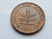 2 PFENNIG 1958 D RFN * non magnetic * DETALE AU !!