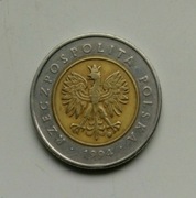  5 zł 1994 rok pogrubiony znaczek mennicy 