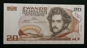 Banknot Austria 20 szylingów z 1986 roku, stan UNC